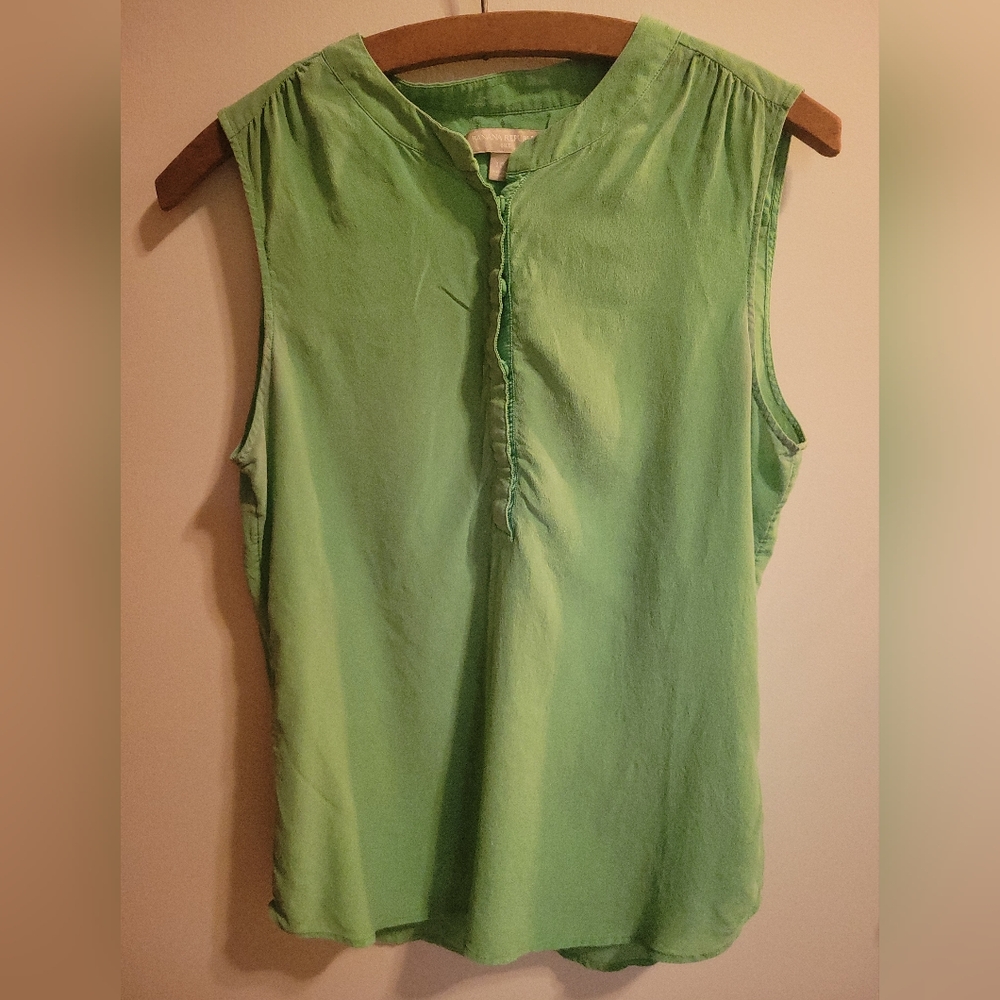 Banana Republic Womens Green Silk Sleeveless Button Up Tank 10